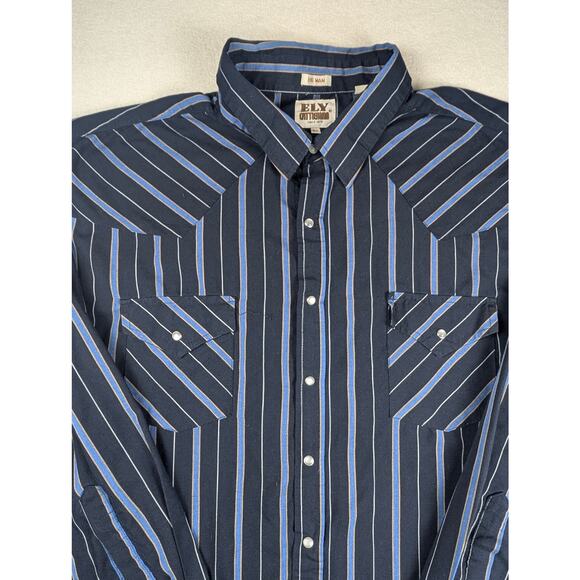 Ely Cattleman Shirt Big‎ Man Men's Long Sleeve Western Stripe Pearl Snap Size 3X - Picture 1 of 10